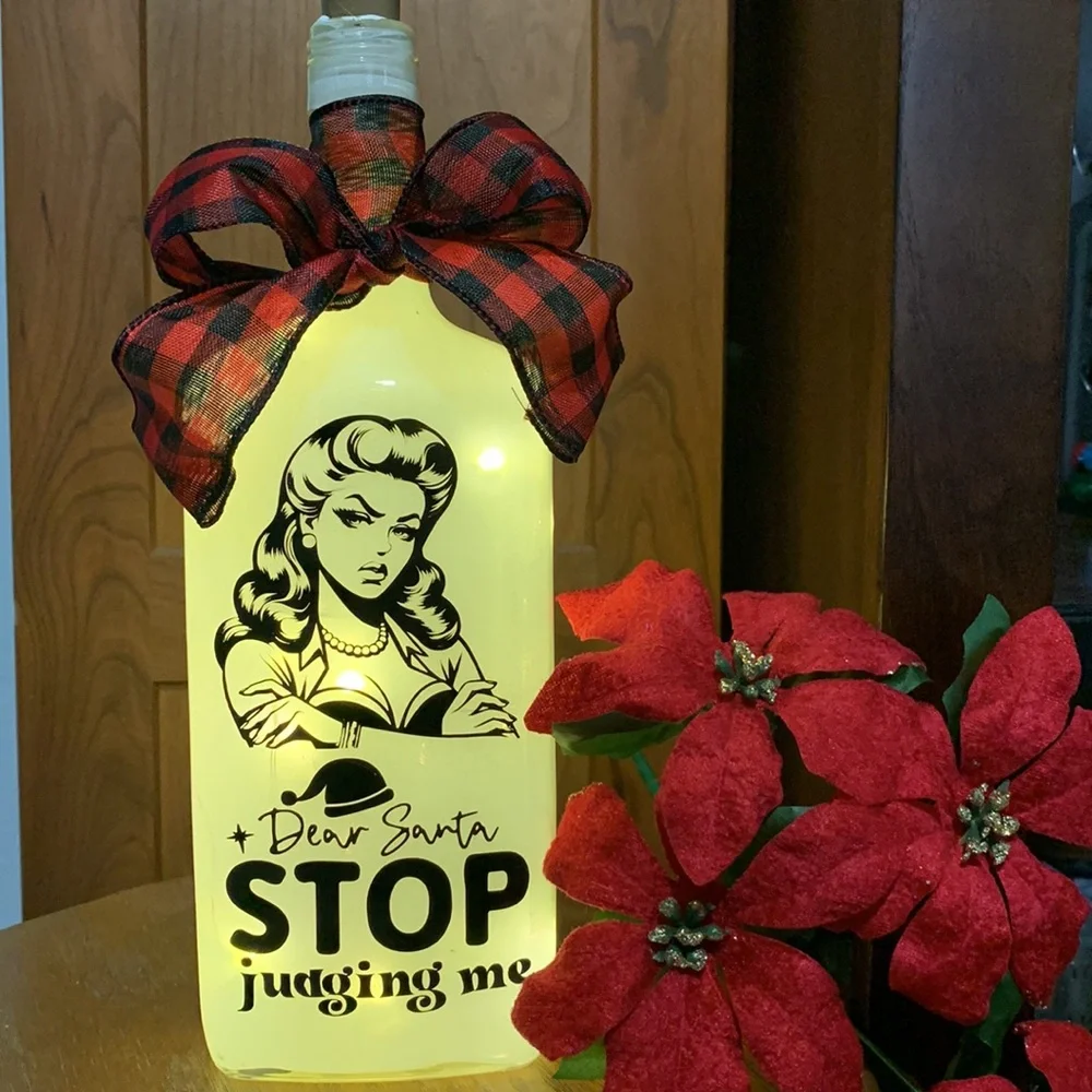 'Dear Santa, Stop judging me' vintage holiday lantern